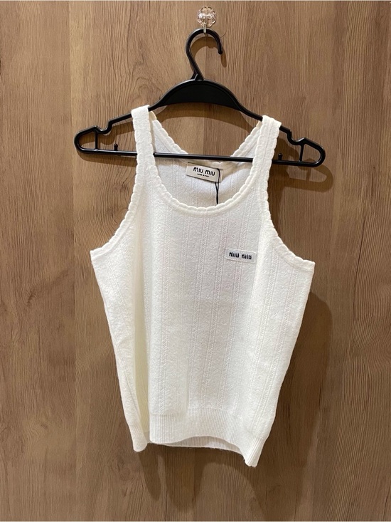 Miu Miu Tops - Miu Miu White Ribbed Knit Tank Top
